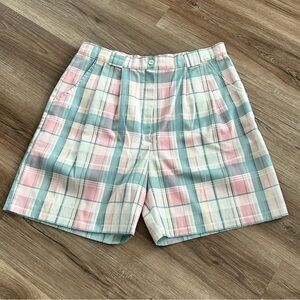 Darlyn Designs of California Multicolored Pastel Plaid Shorts Measures 32”